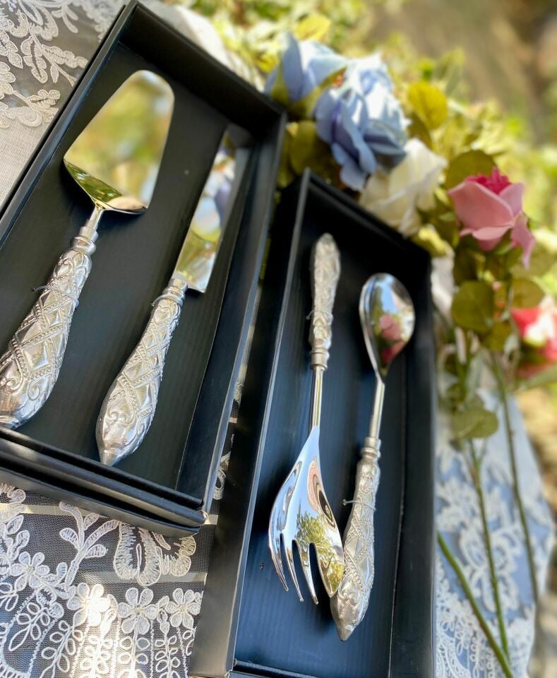 Rita Gümüş Kek Servis Takımı 2 Parça