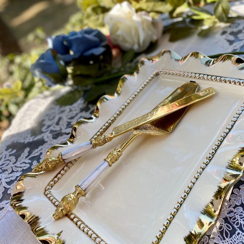 Rita Altın Kek Servis Takımı 2 Parça