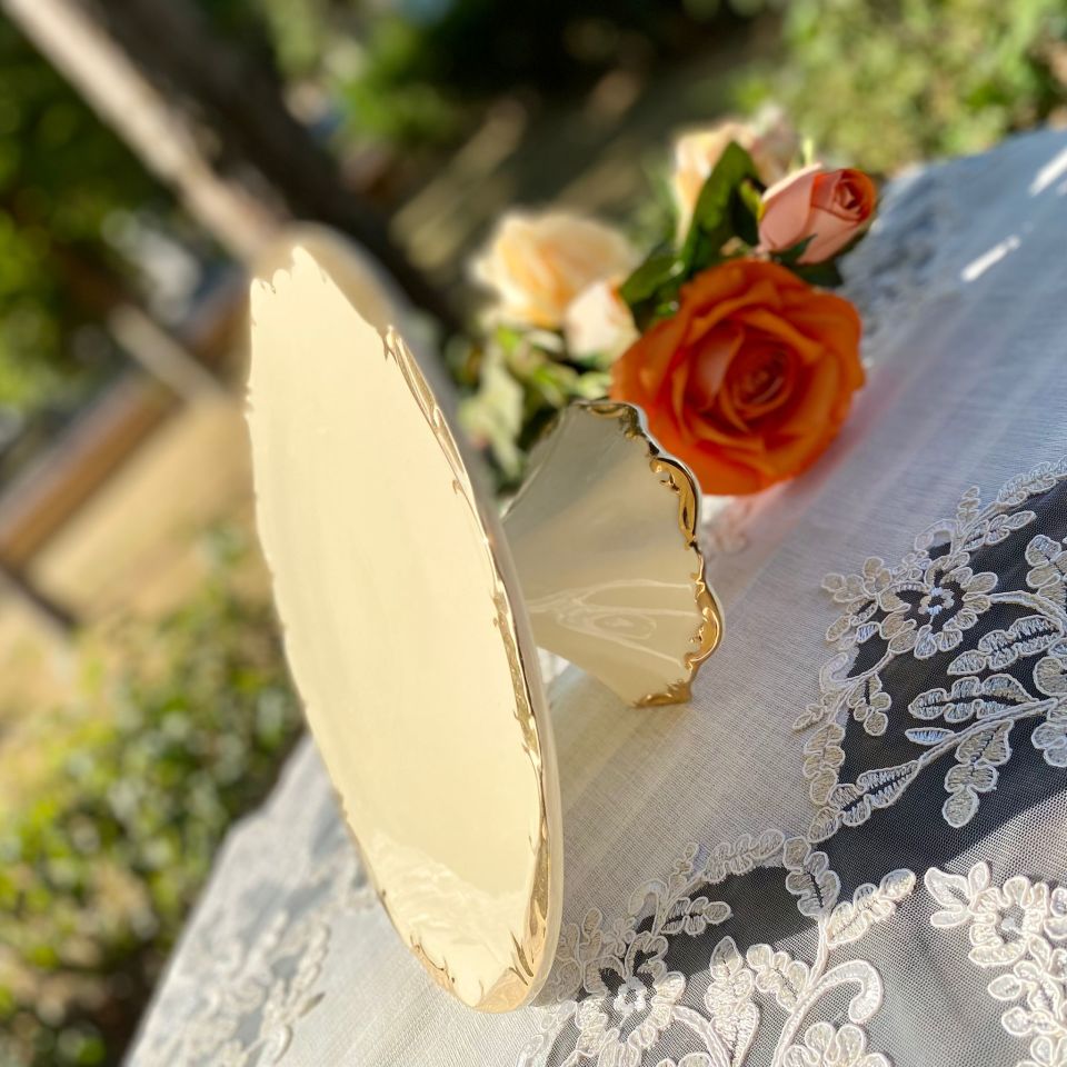 Golden Rey Ayaklı Pasta Tabak 27 cm