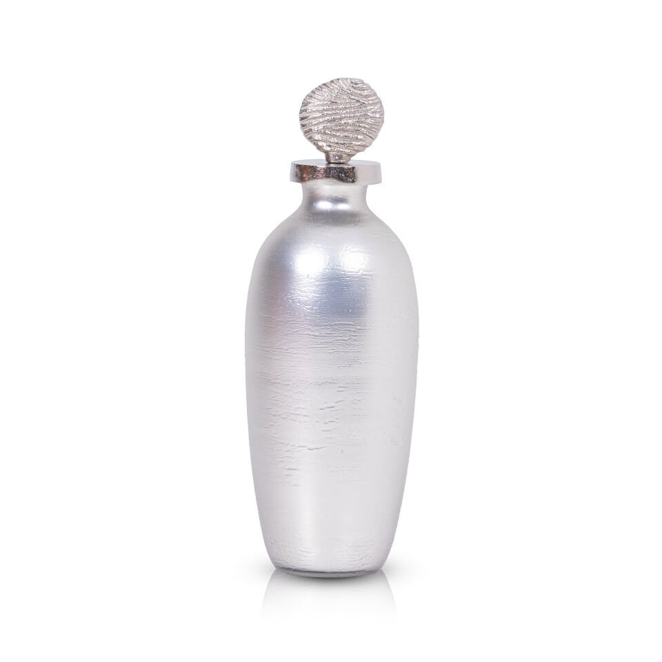 Anemon Gümüş Dekoratif Şişe 37 cm