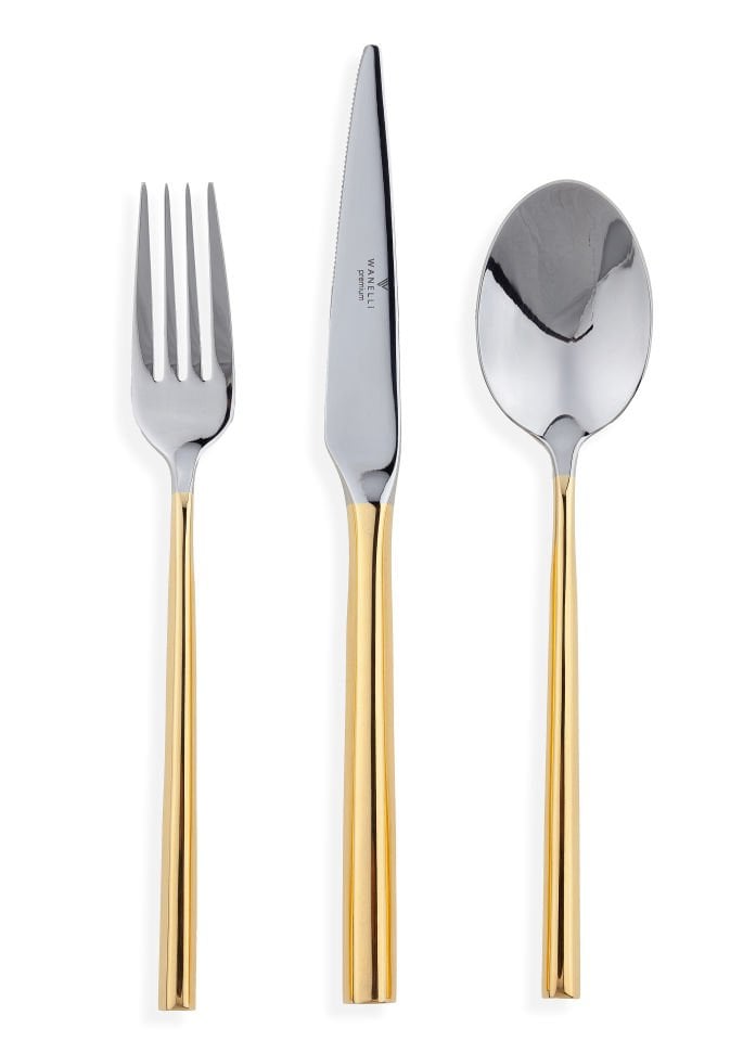 Pera Dekorlu Altın 84 Parça Çatal Kaşık Bıçak Seti