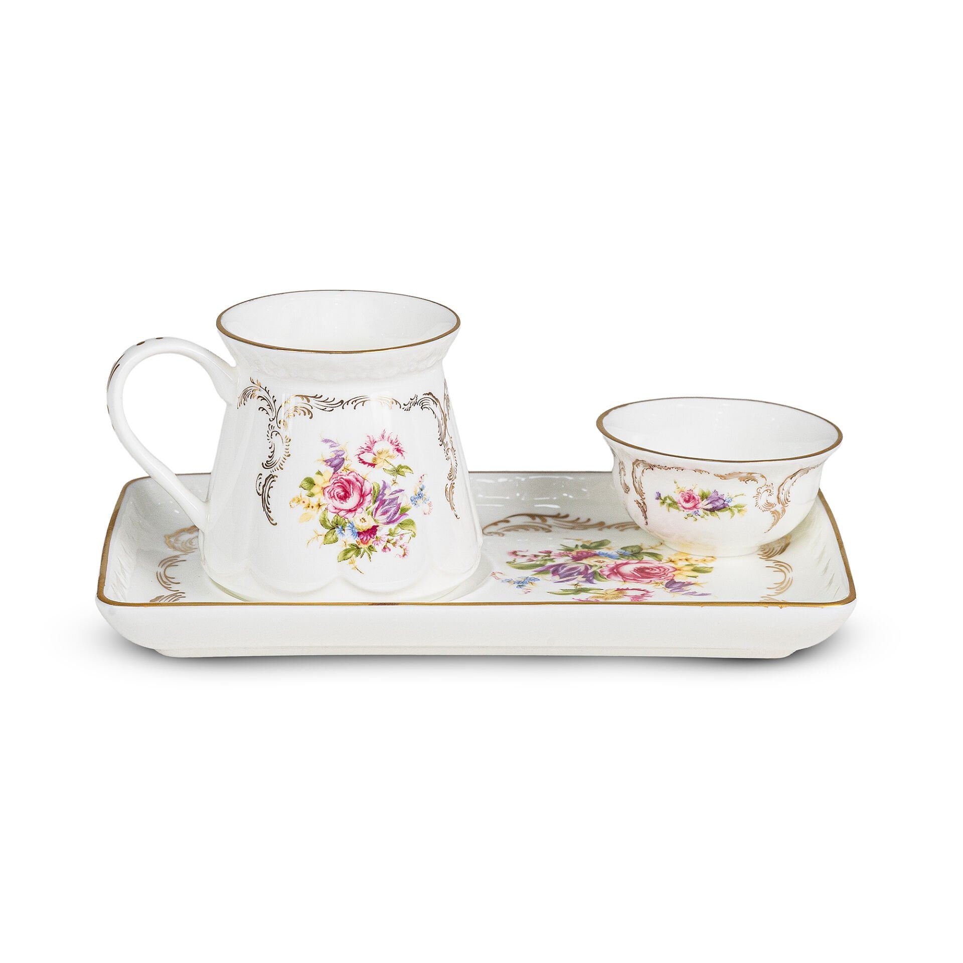 Pıa  Flowers Sunumluklu Kahve Takımı 3 Parça