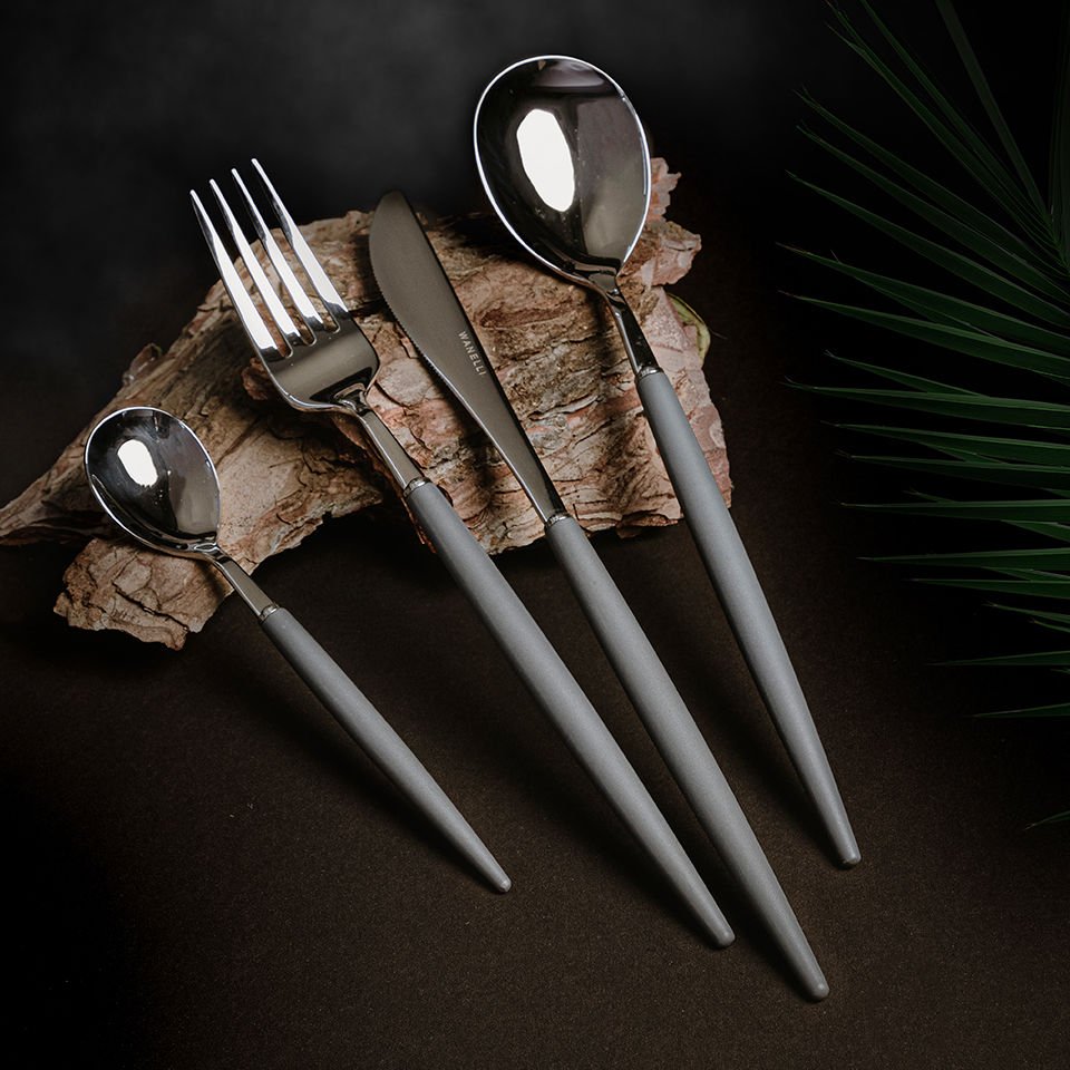 Rotti Gri Sade 24 Parça Çatal Kaşık Bıçak Seti