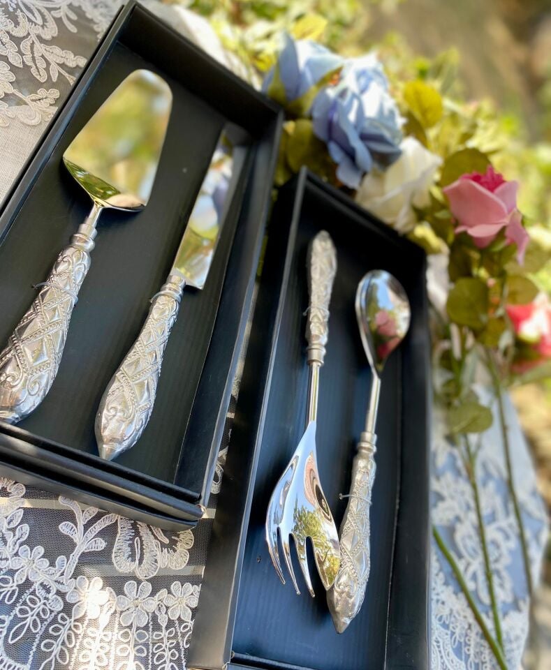 Rita Gümüş Salata Servis Takımı 2 Parça