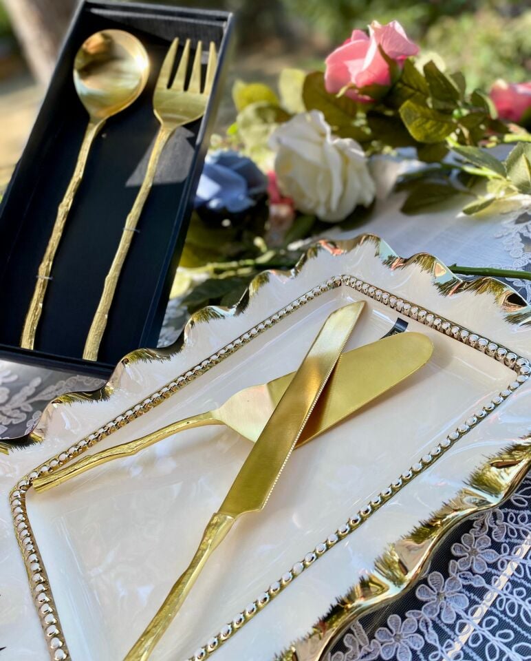 Rita Altın Salata Servis Takımı 2 Parça