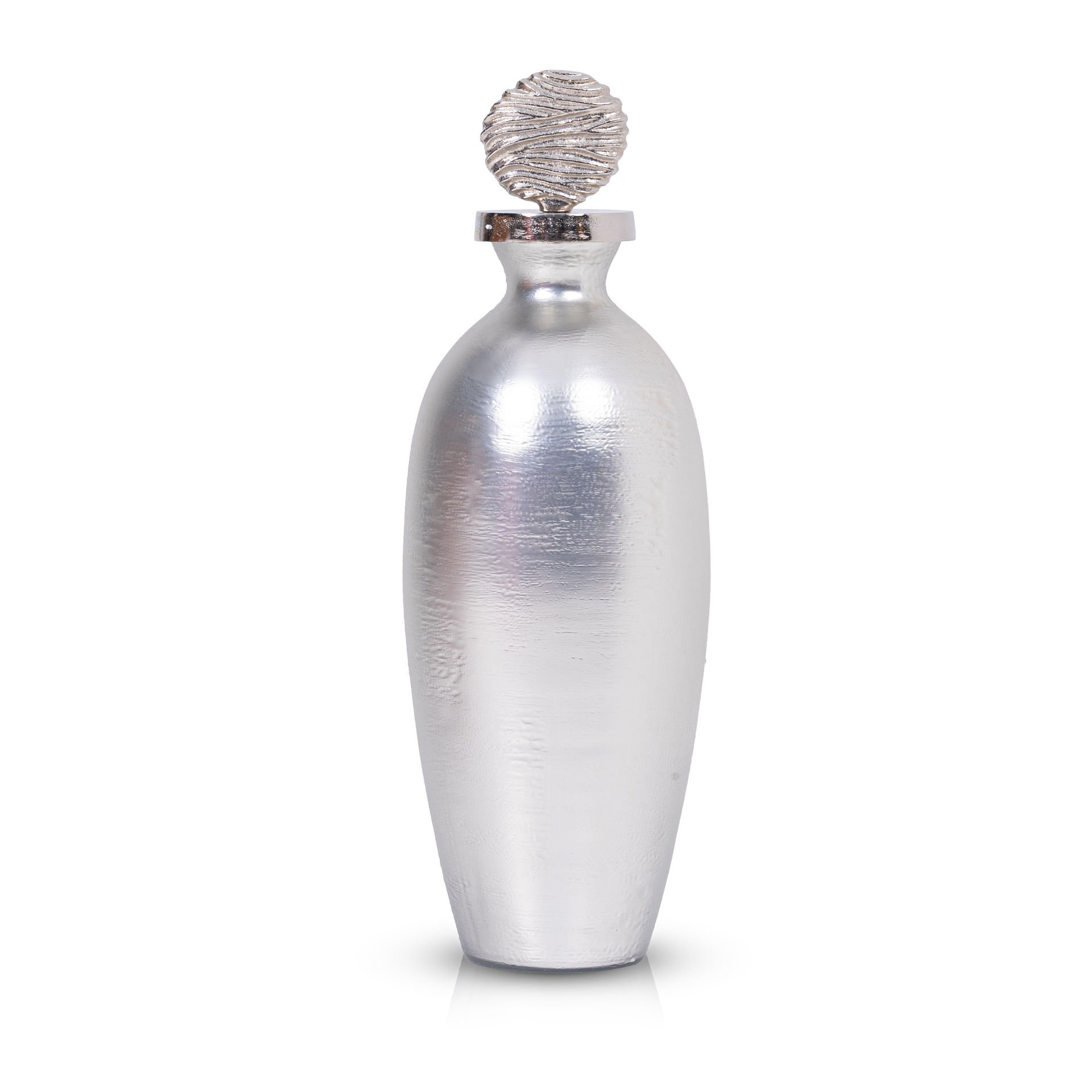 Anemon Gümüş Dekoratif Şişe 47 cm