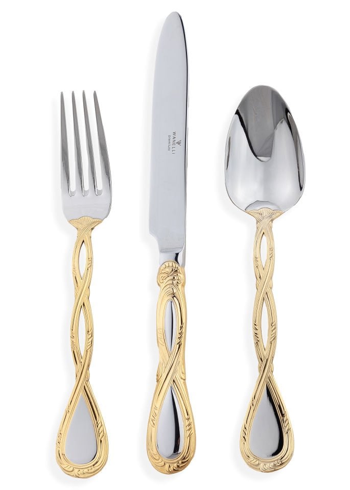 Maya Dekorlu Altın 84 Parça Çatal Kaşık Bıçak Seti