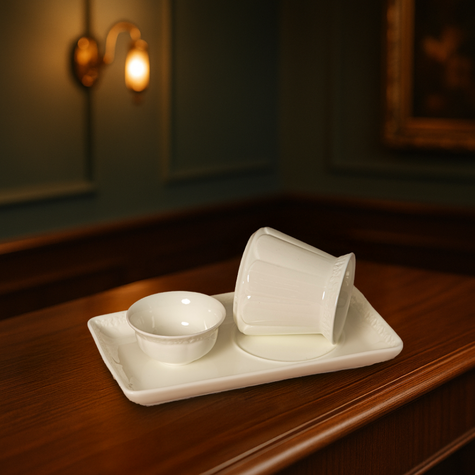 Tıffany Whıte Sunumluklu Kahve Takımı 3 Parça